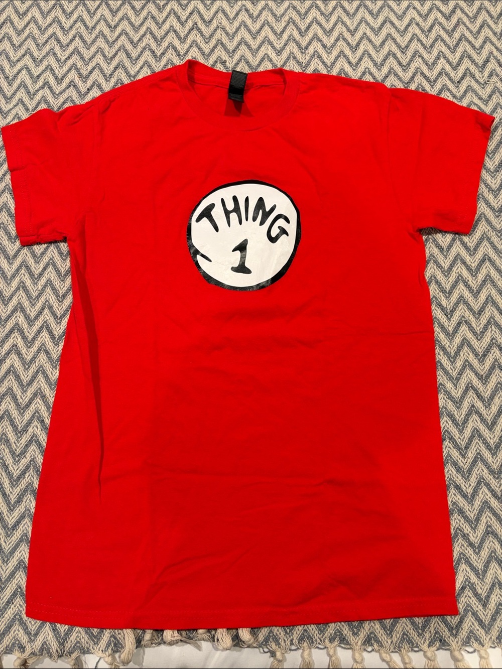 Gildan Red Kids Tee with White & Black 'Thing 1' Graphic